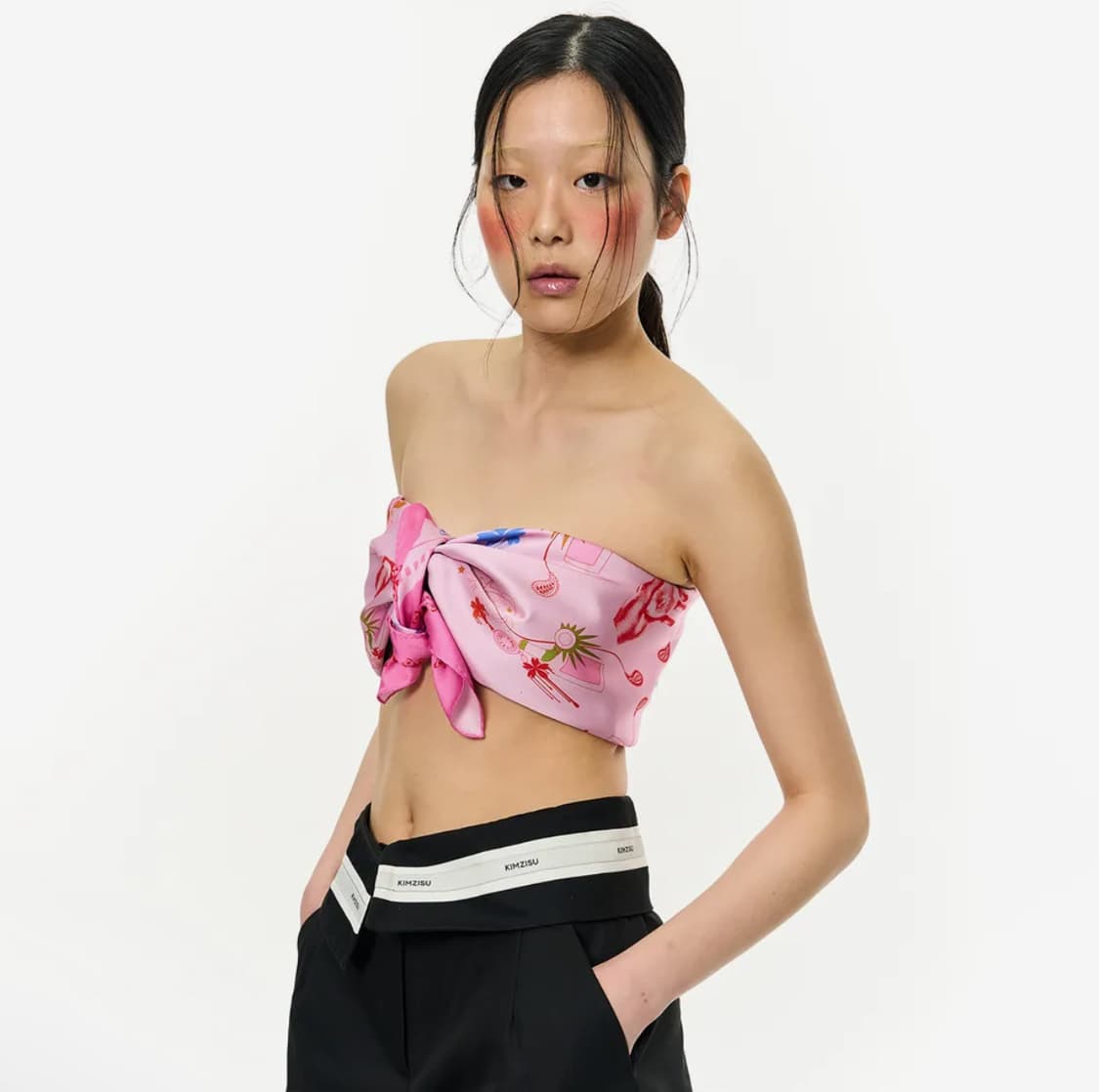 킴지수 스퀘어 스카프 반다나 핑크 상품이미지1