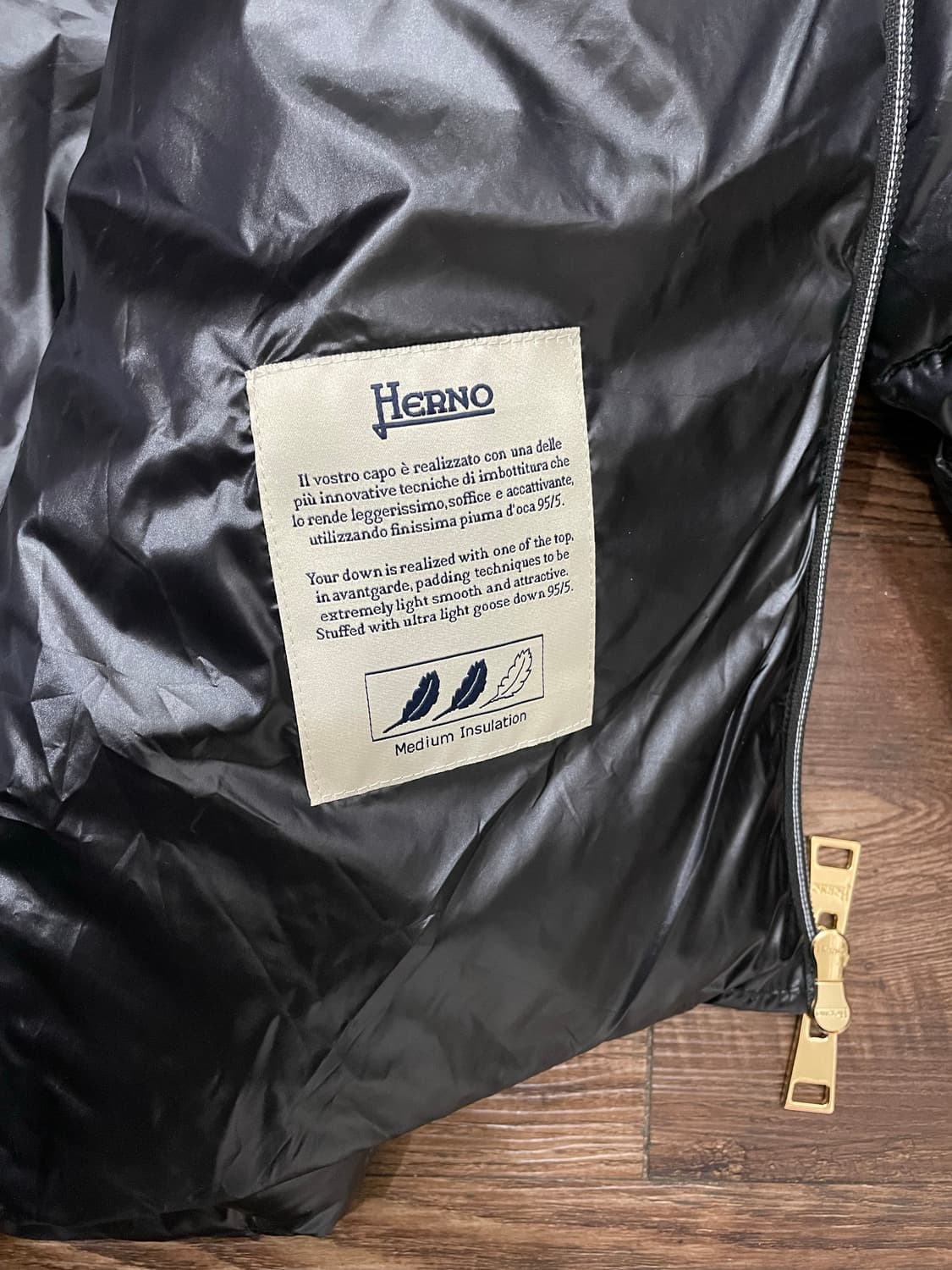 에르노 HERNO 퍼 카라 패딩 블랙 42 상품이미지8