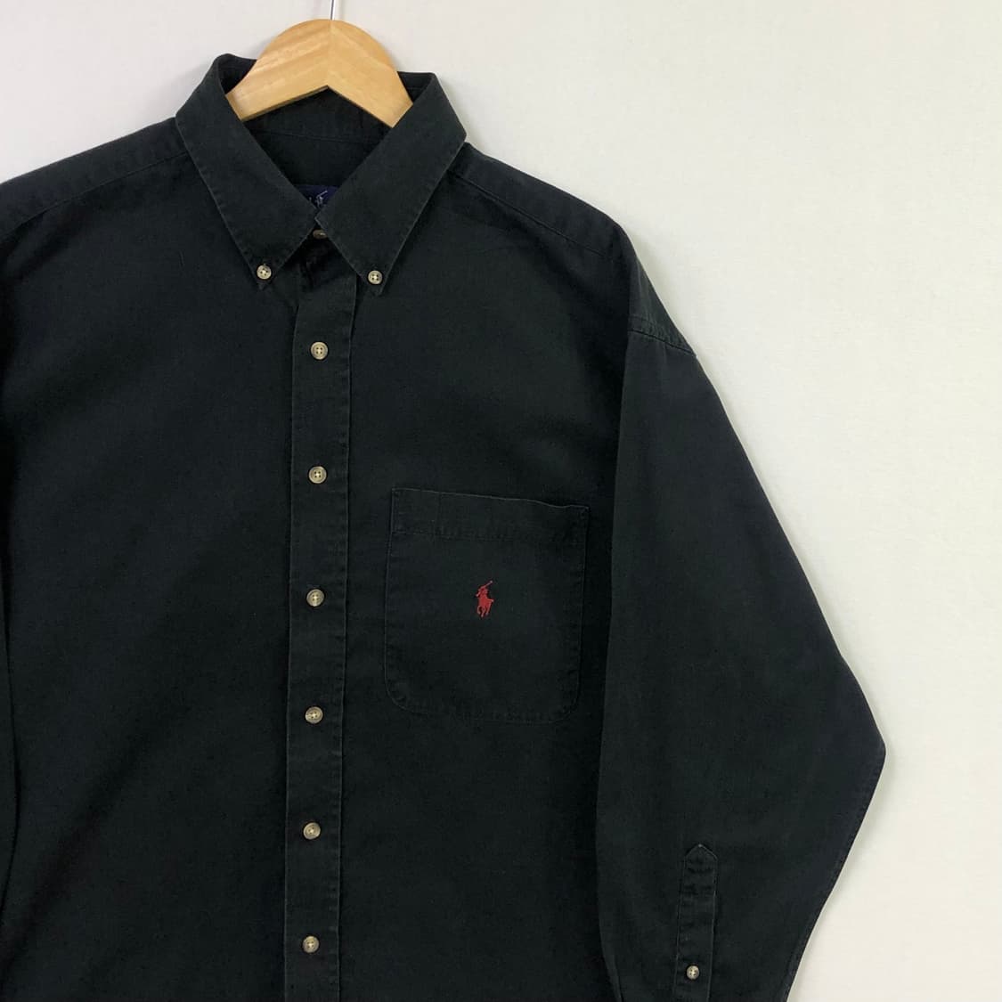 Xxl 폴로 블랙 솔리드코튼 셔츠 상품이미지1