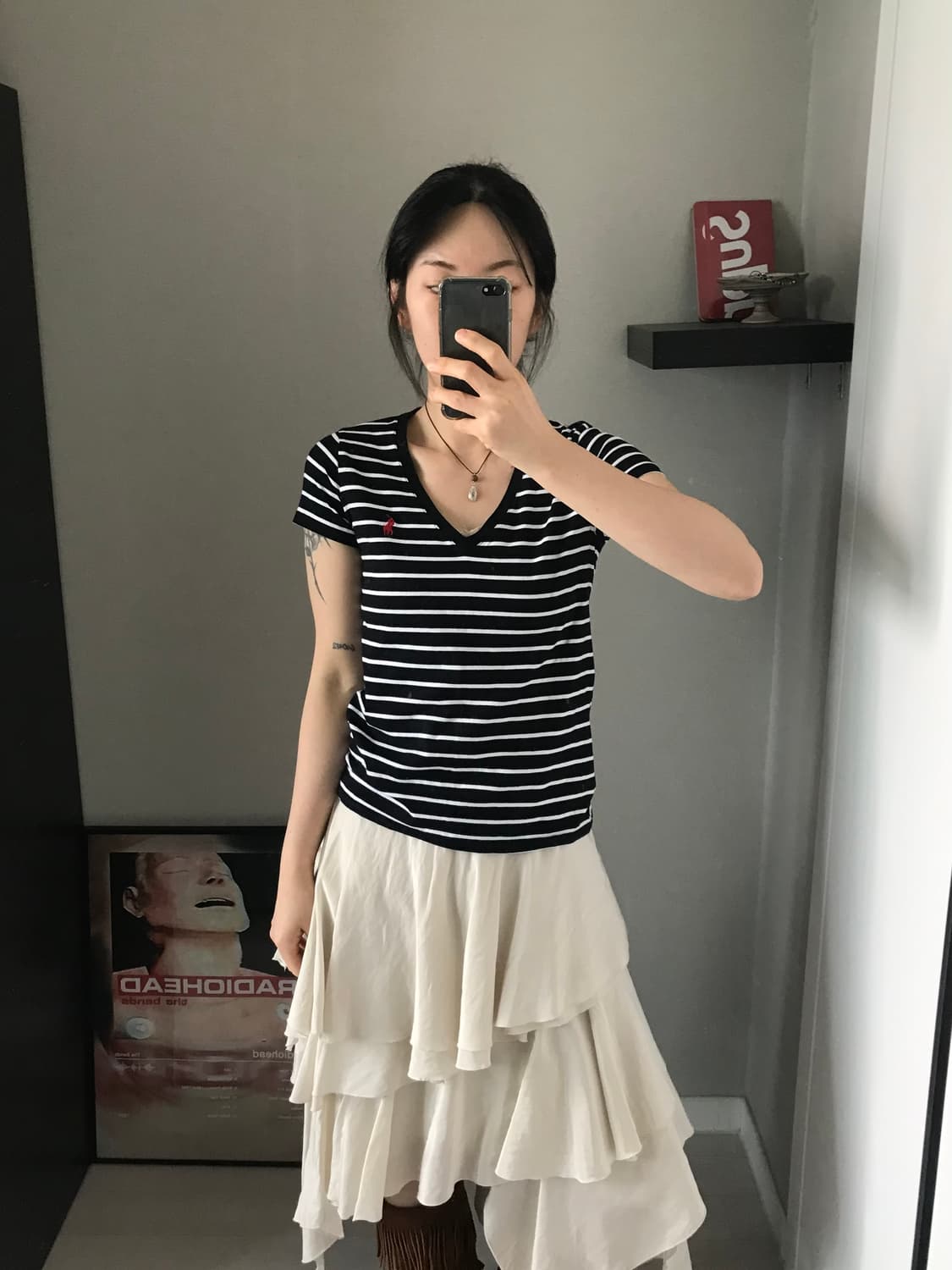 폴로 랄프로렌 포니로고 스트라이프 브이넥 반팔티 상품이미지4