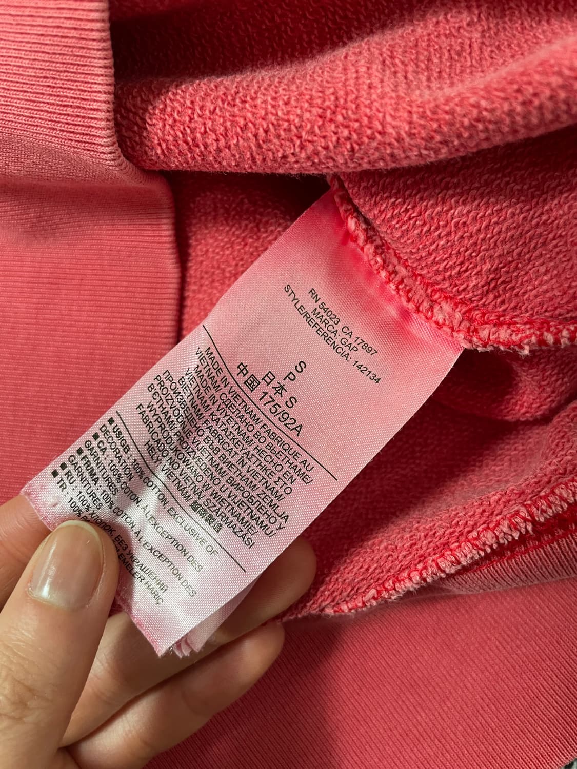 빈티지9. GAP 갭 1969 빅 자수 로고 맨투맨 스웻셔츠 핑크 상품이미지4