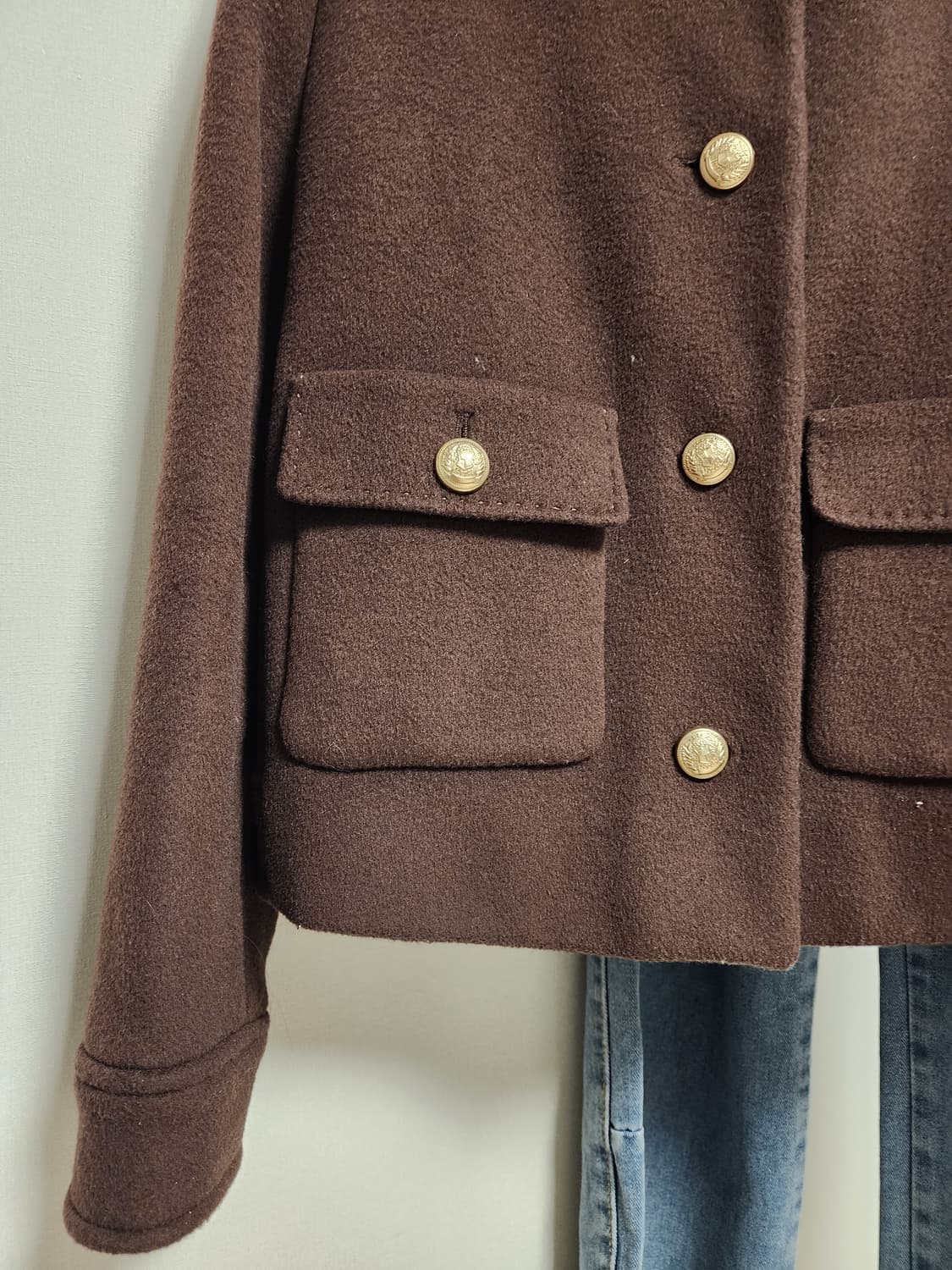 블루페페  브라운 크롭 자켓 상품이미지4