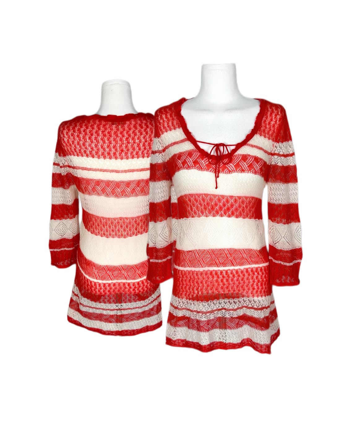 mohair crochet red stripe knit 상품이미지1