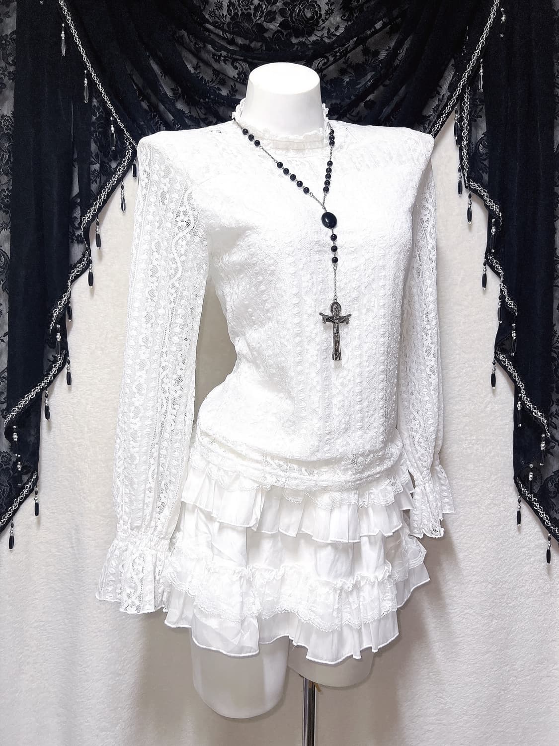 로맨틱고딕 엔젤릭 프릴레이스 시스루 블라우스 로걀탑 고스로리 페어리 핀터 상품이미지1