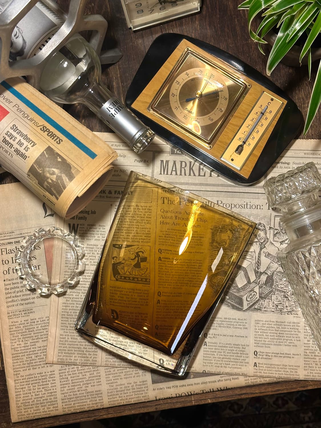 Polish vintage Krosno oval amber vase 상품이미지5