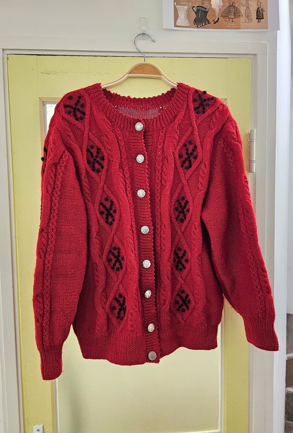 Europe 레드 꽈배기 니트 울 가디건 상품이미지2