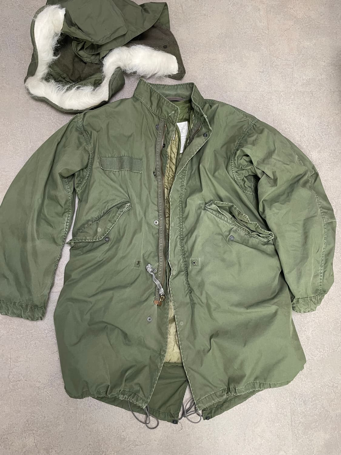 80s 오리지널 미군 m65 피쉬테일 라이너 포함 개파카 상품이미지1