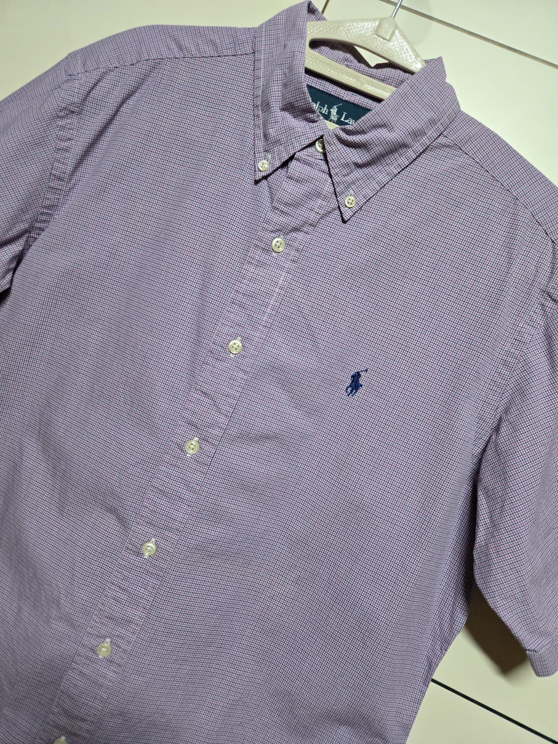 폴로 랄프로렌 남성 체크 반팔 셔츠(클레식핏 M) 상품이미지1