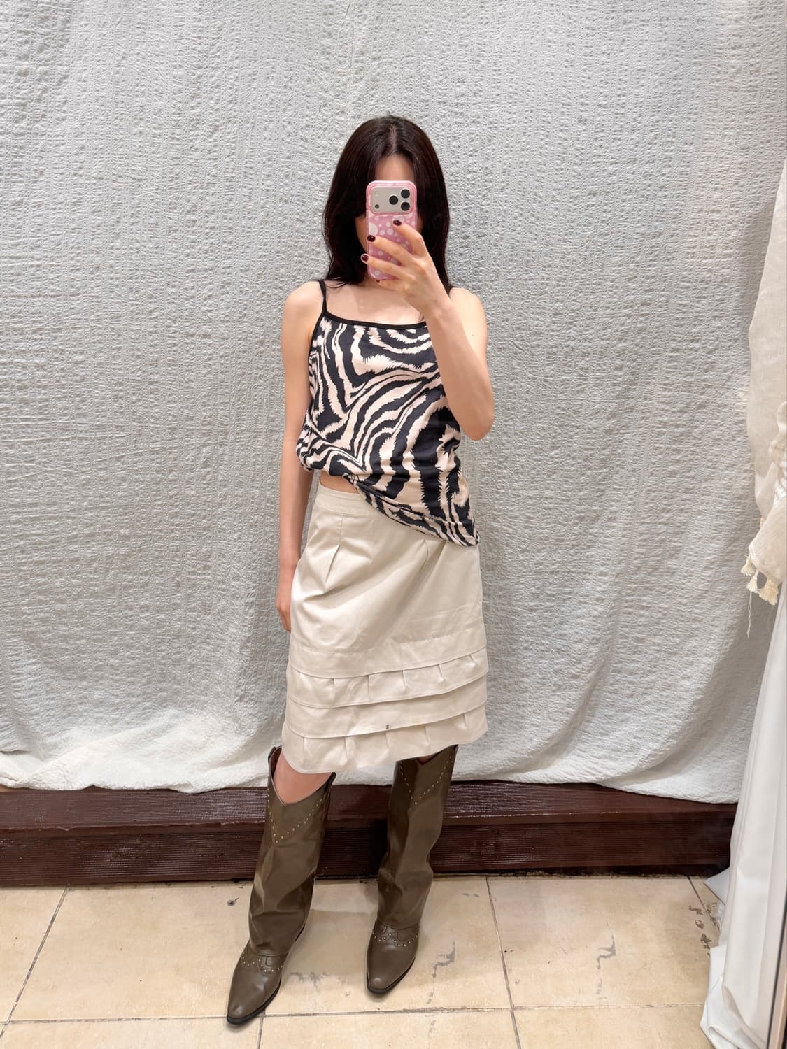 Cloud White Tiered Midi Skirt 상품이미지4