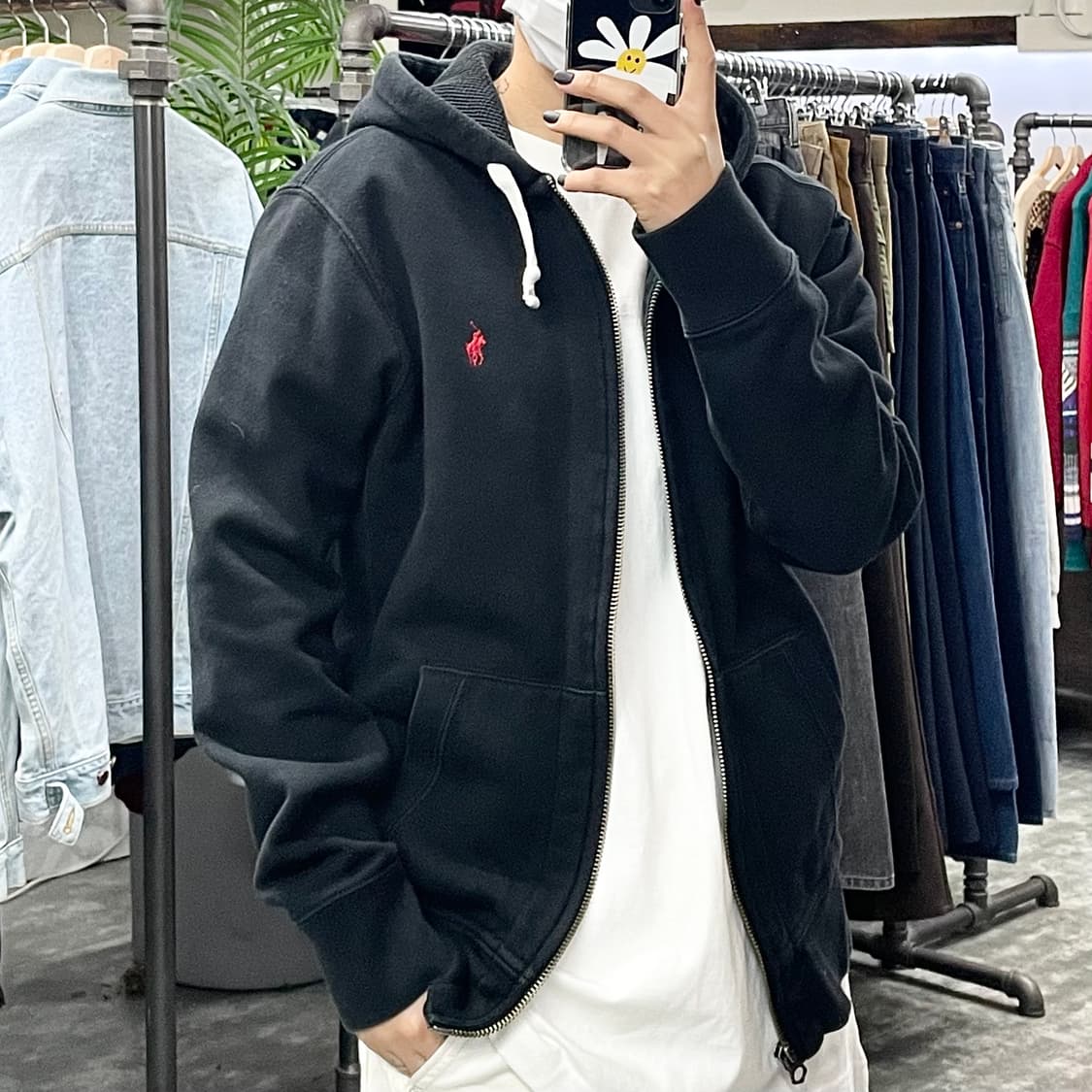 폴로 블랙 써멀 후드집업 상품이미지1