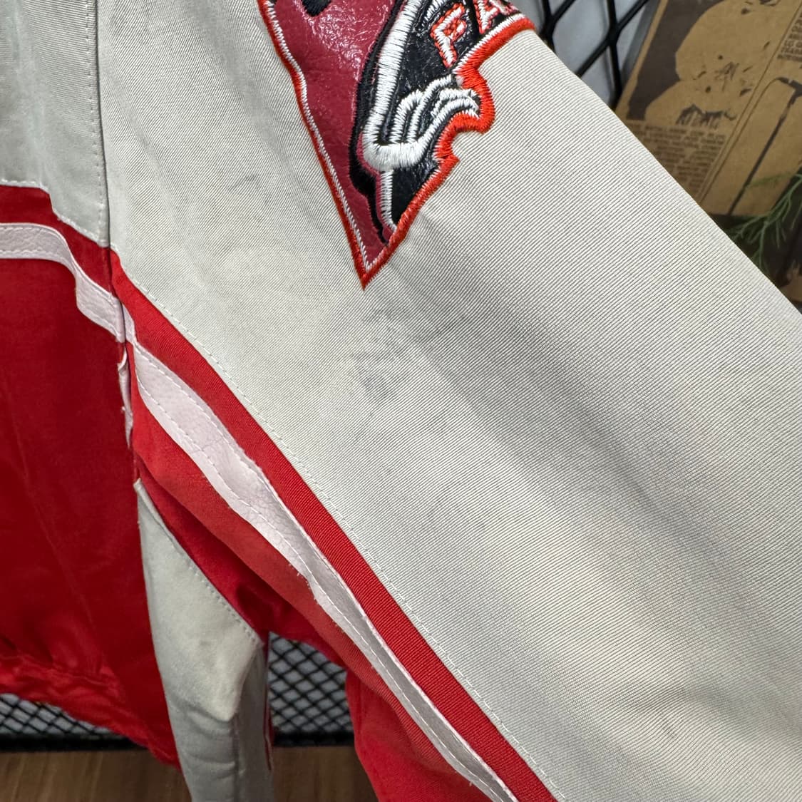 00s C&L 모터레이싱 라이더자켓 전후면 패치 디테일 레드 아이보리 상품이미지10