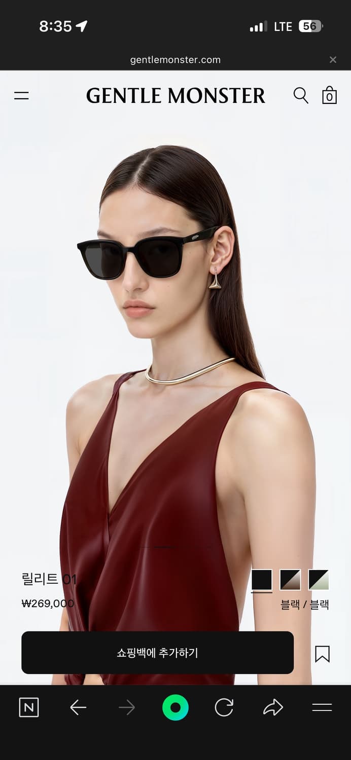 젠틀몬스터 릴리트01 블랙 선글라스 S급 상품이미지2