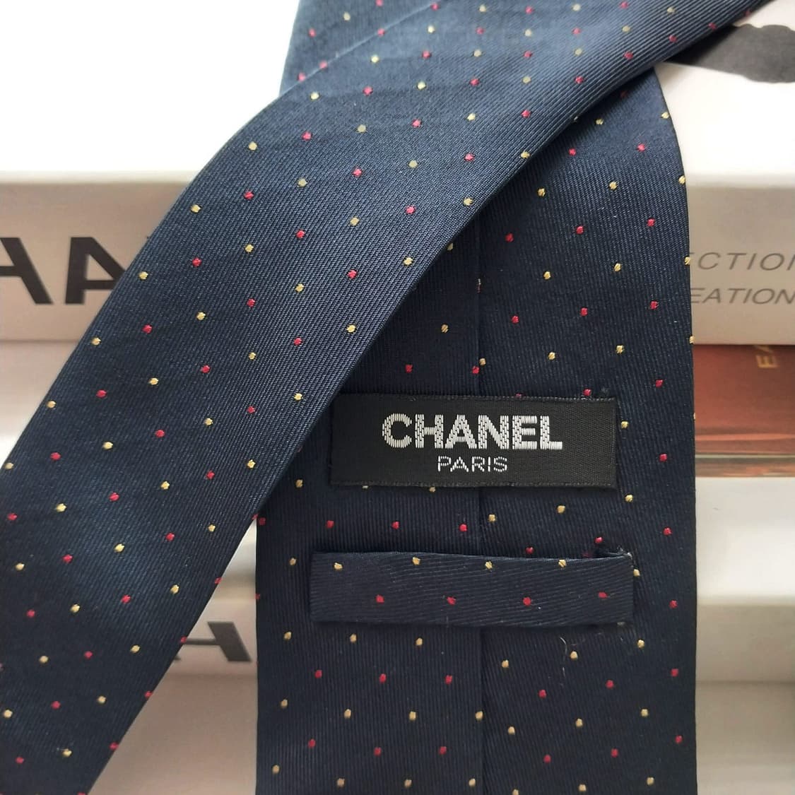 샤넬 실크 네이비 도트 패턴 넥타이 9.1cm A+등급 K2230
 상품이미지5