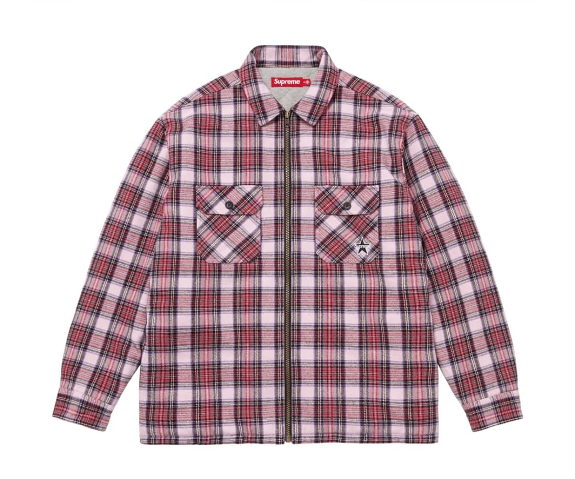 슈프림 써멀 라인드 집업 플란넬 셔츠 핑크 상품이미지1