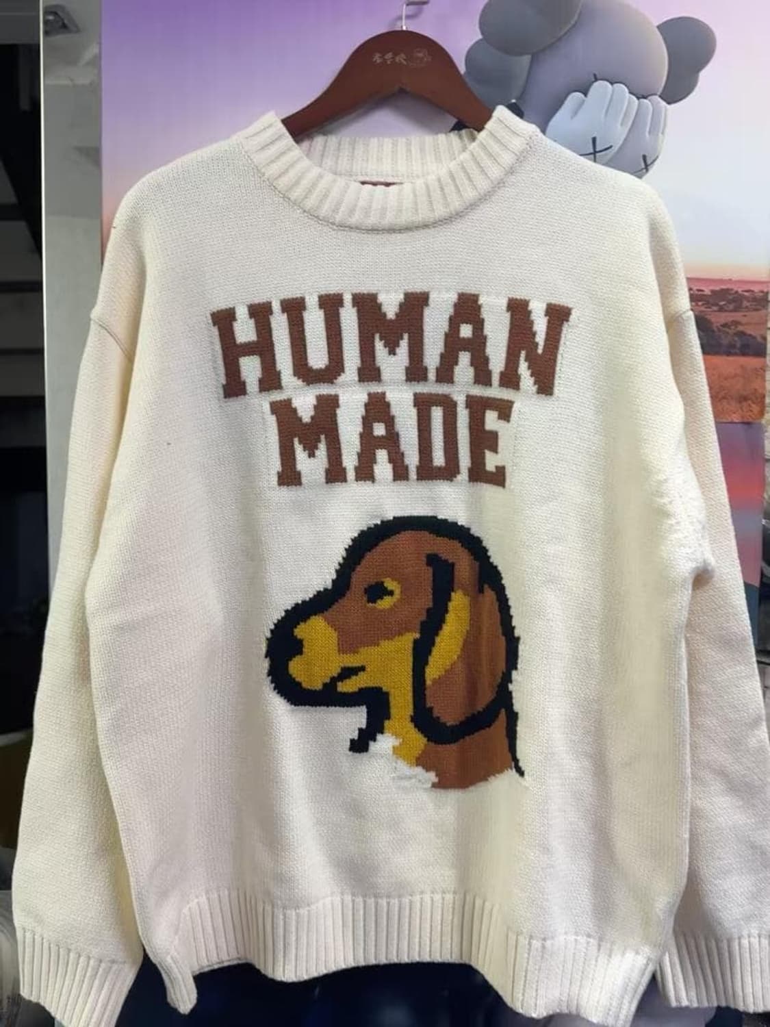 휴먼 메이드 닥스 니트 스웨터 화이트 상품이미지1