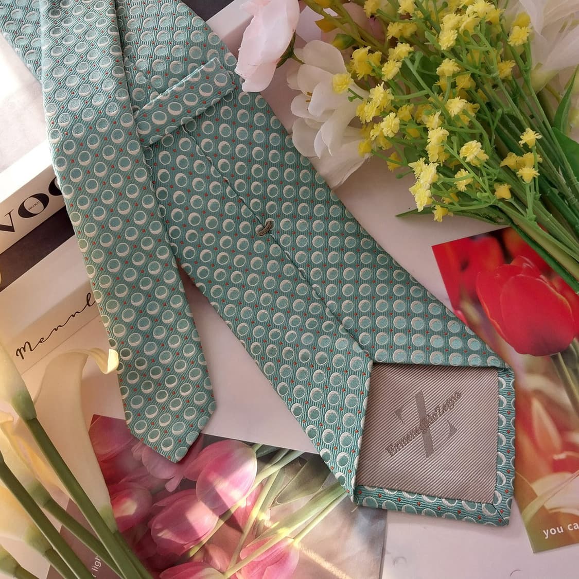 제냐 실크 민트 자카드 패턴 넥타이 9.2cm A+등급 K1386
 상품이미지5