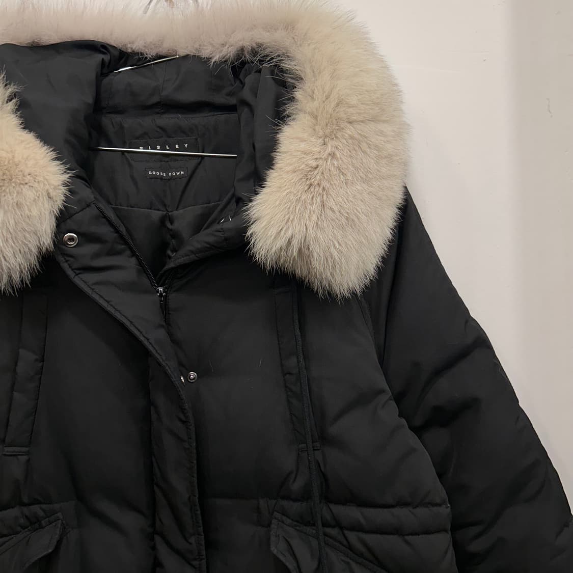 시슬리 구스다운 폭스 퍼 후드 롱 코트패딩 상품이미지1