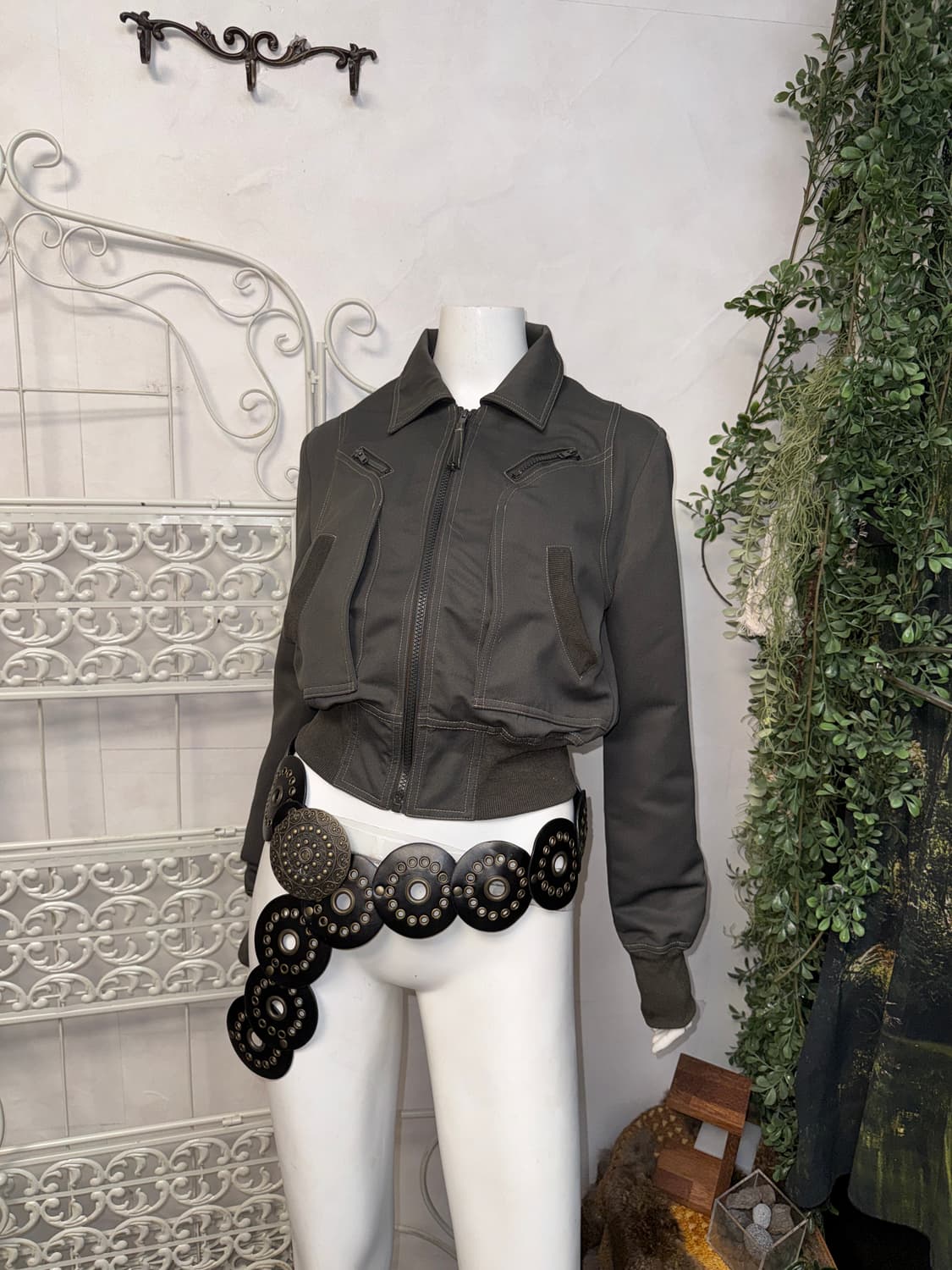 Charcoal y2k crop bomber zipup  상품이미지4