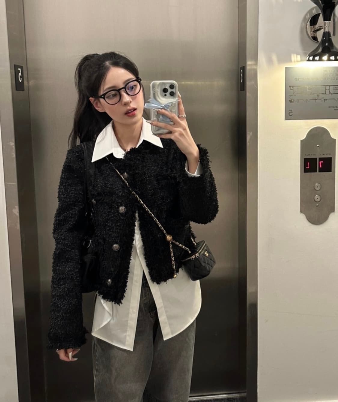 khakipoint 카키포인트 앤틱 크롭 트위트 블랙 상품이미지2