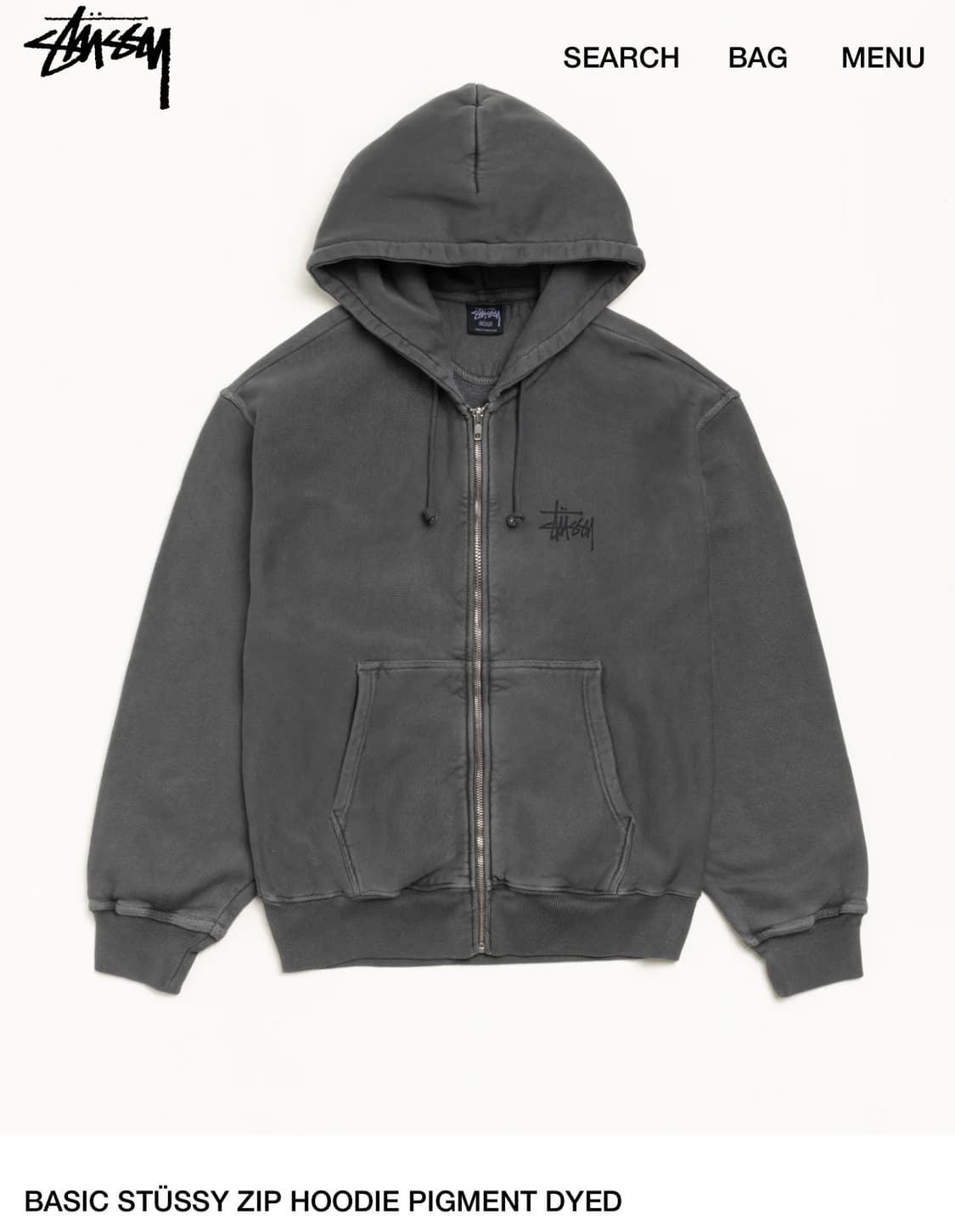 스투시 후드집업 BASICSTÜSSY PIGMENTDYED M (택포) 상품이미지1