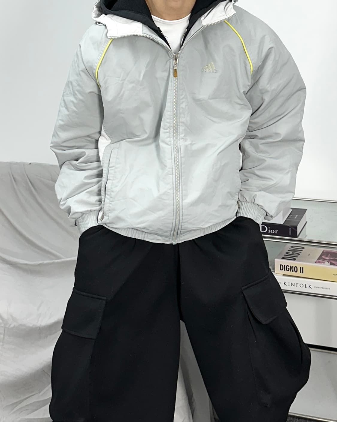 아디다스 90s 그레이 바람막이 누빔 점퍼 100 상품이미지1