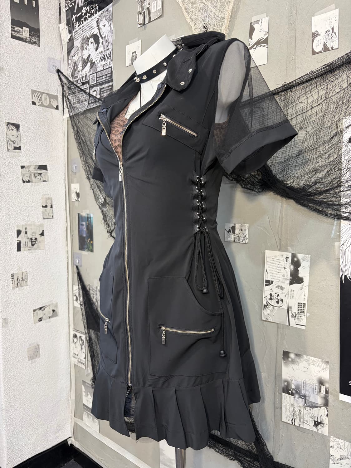 Gothic Utility eyelet  hoodie one piece 상품이미지7