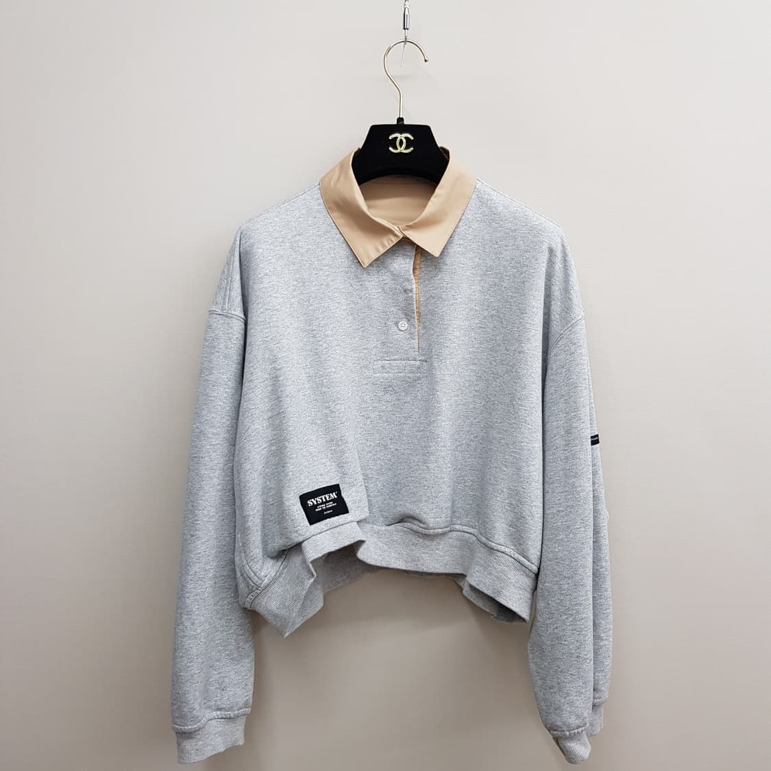 한섬 시스템 2022 카라 레이어드 크롭 맨투맨 F90사이즈 상품이미지2