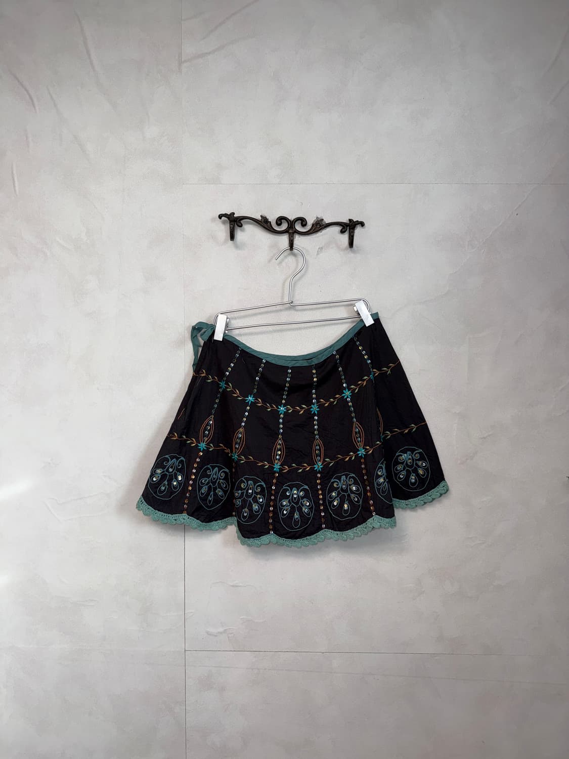 Blue brown ethnic embroidered cotton sk 상품이미지3