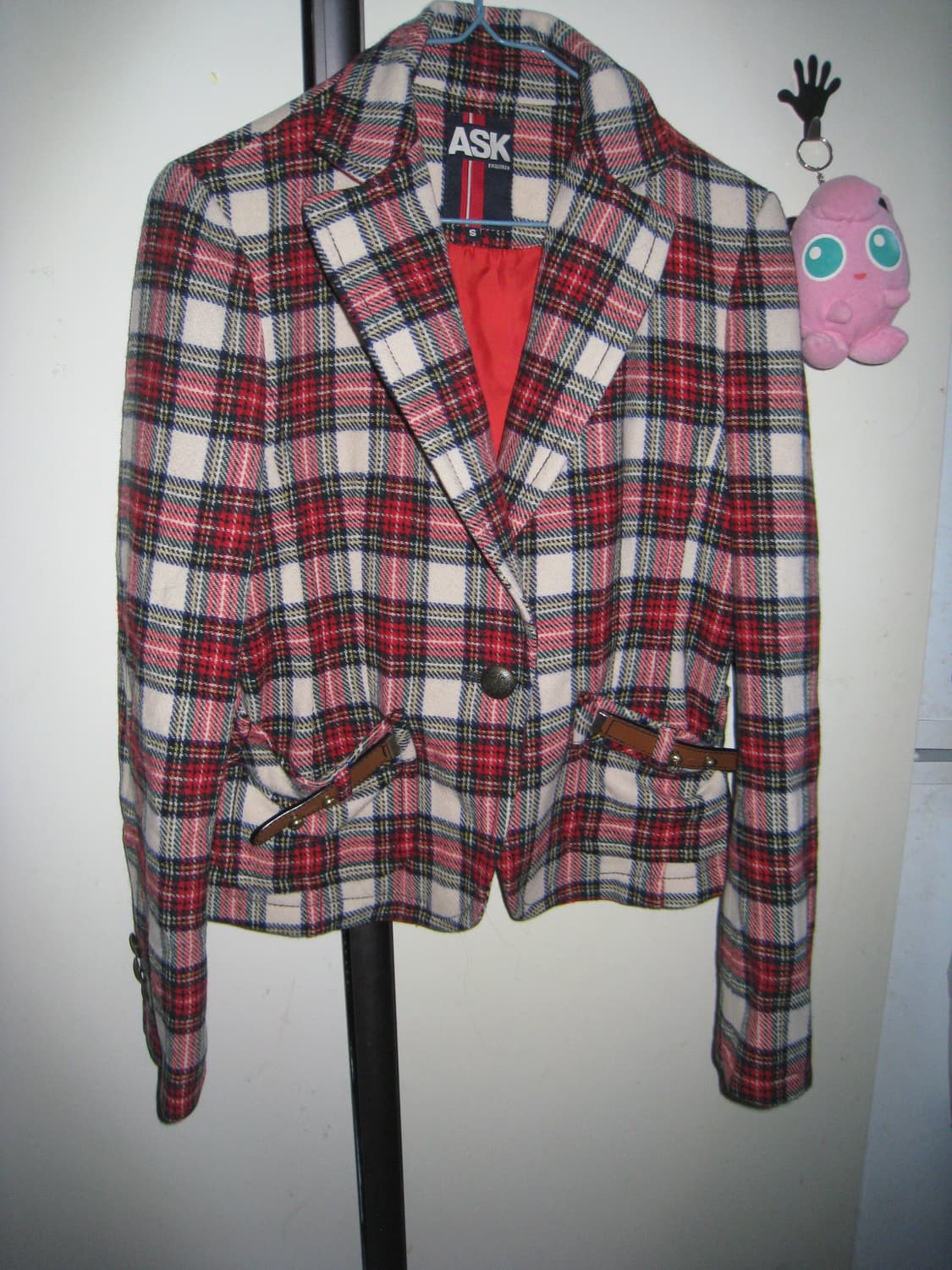 레드 체크 패턴 미니 자켓 상품이미지1