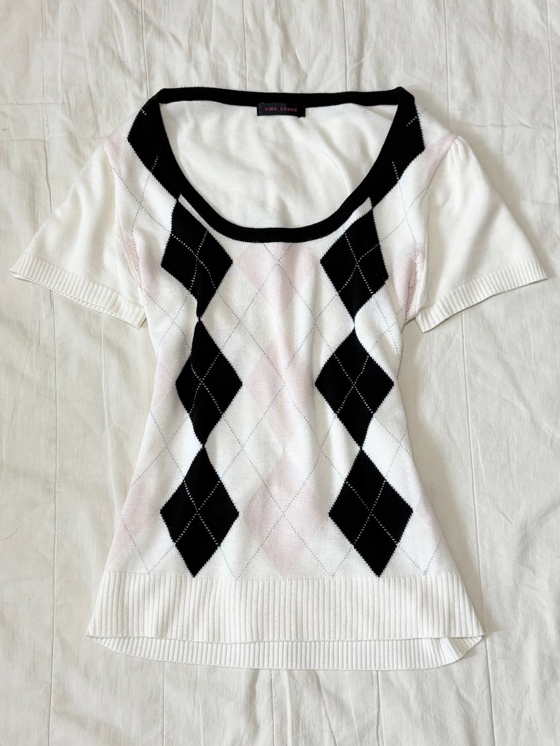 연핑크 아가일 니트 로걀탑 라떼갸루 히메갸루 오네갸루 상품이미지1