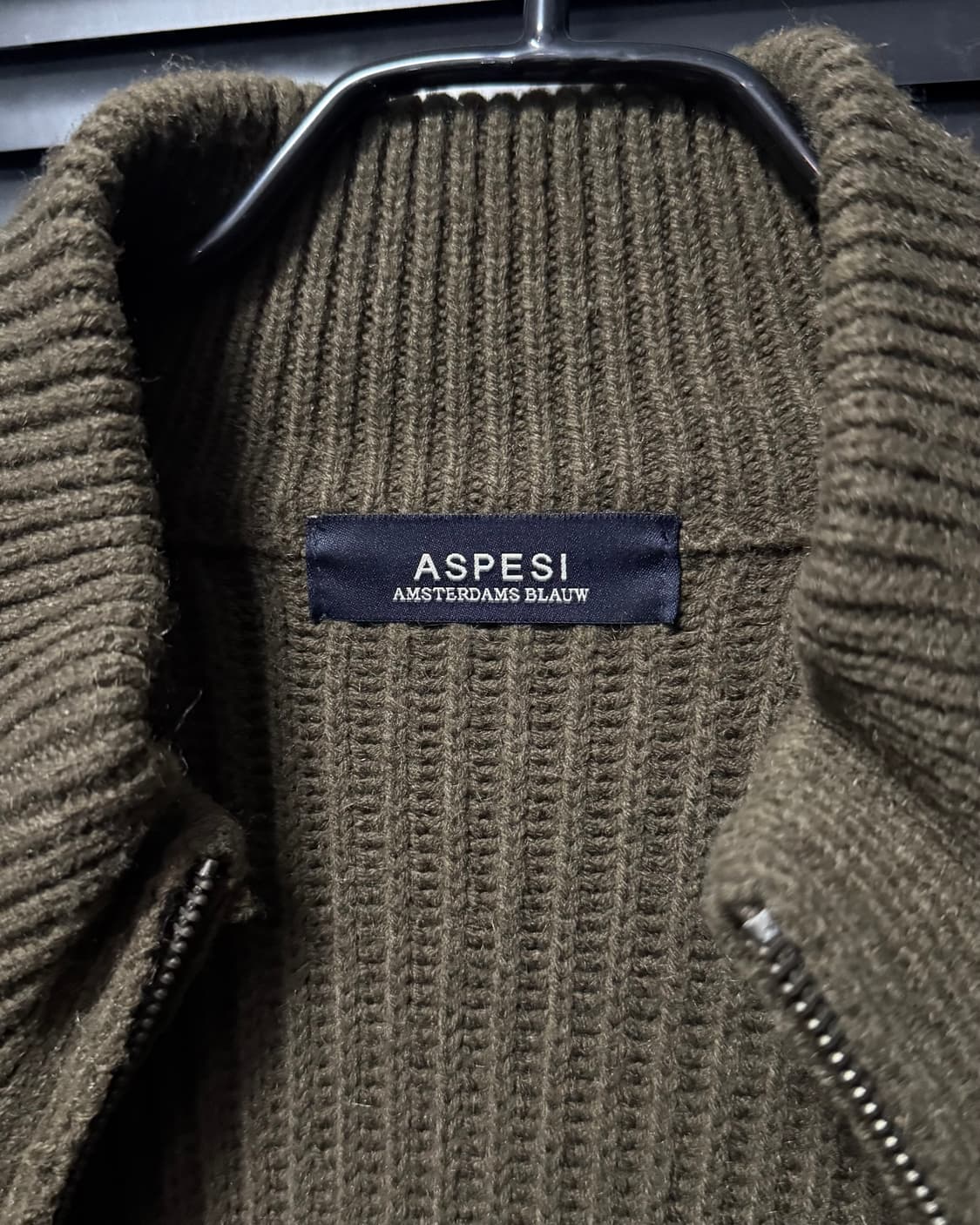 ASPESI 아스페시 골지 니트 스웨터 브라운 갈색 집업 하이넥 반목폴라 상품이미지7