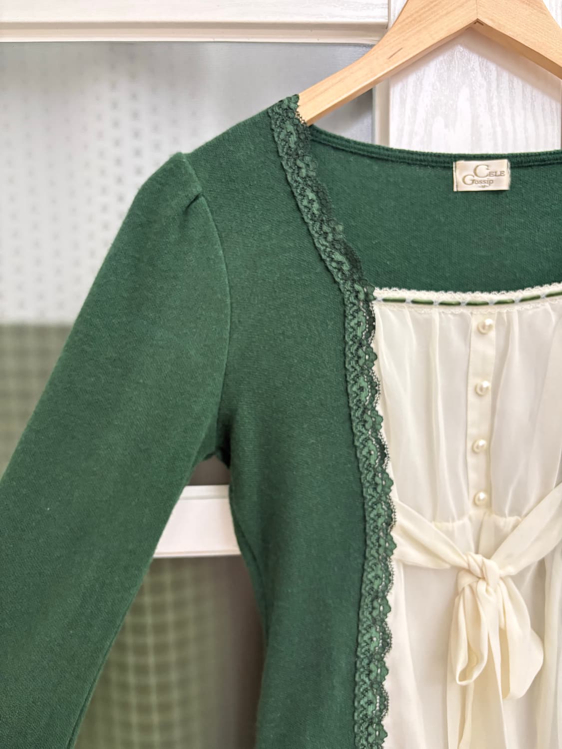 그린 레이어드 니트 블라우스 상품이미지7