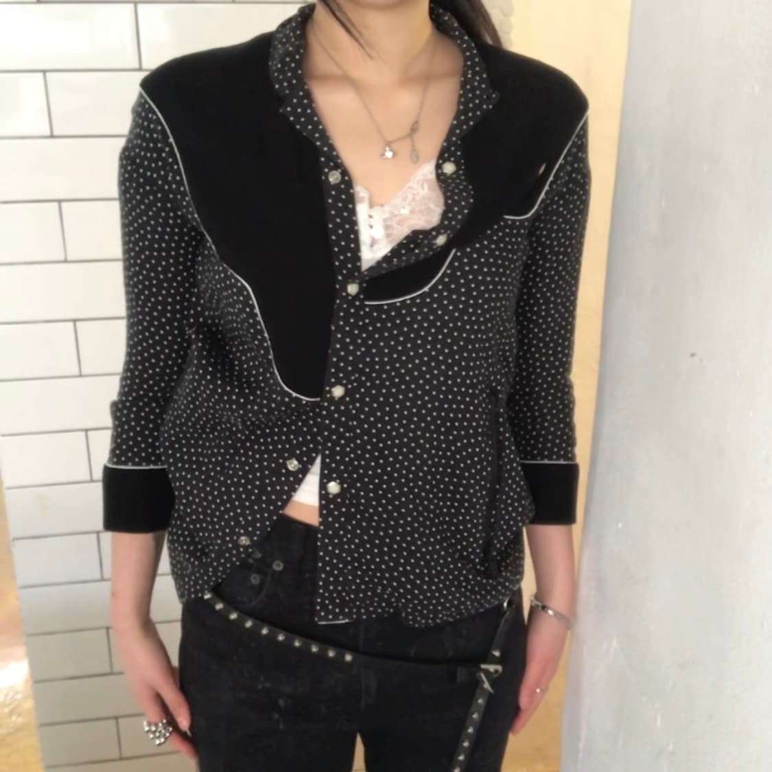 언더커버 도트 배색 웨스턴 셔츠 / 1 사이즈 상품이미지1