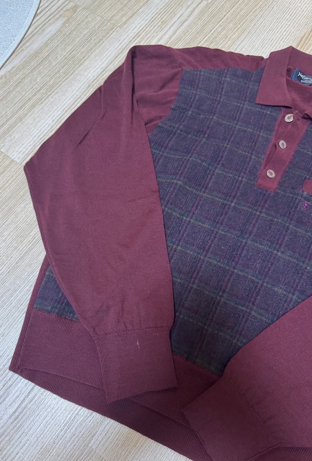 YSL 입생로랑 빈티지 버건디 니트 상품이미지5