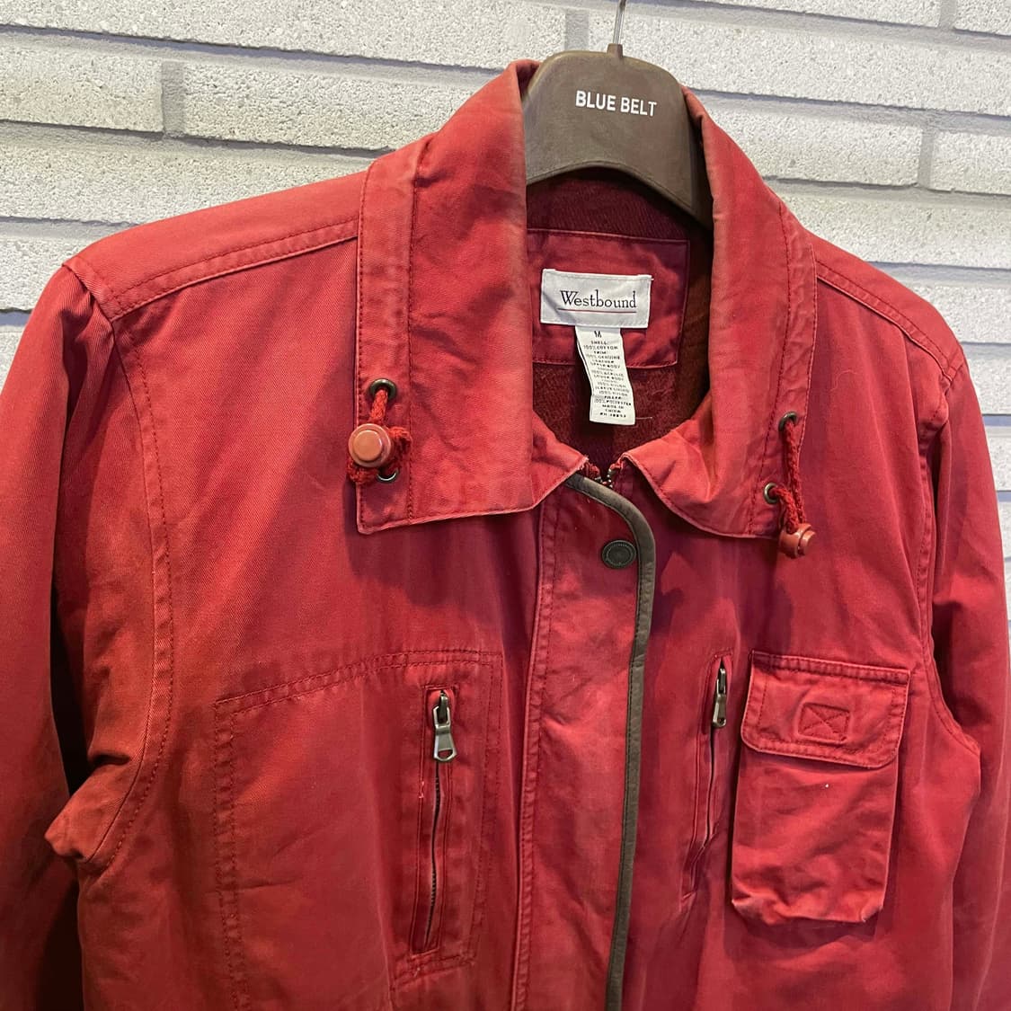 USA VINTAGE 워크 자켓 패디드 멀티 포켓 스트링 디테일 레드 상품이미지4