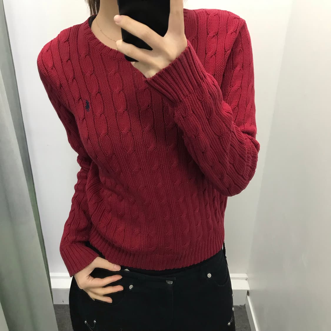 랄프로렌 스포츠 레드 꽈베기 니트 상품이미지2