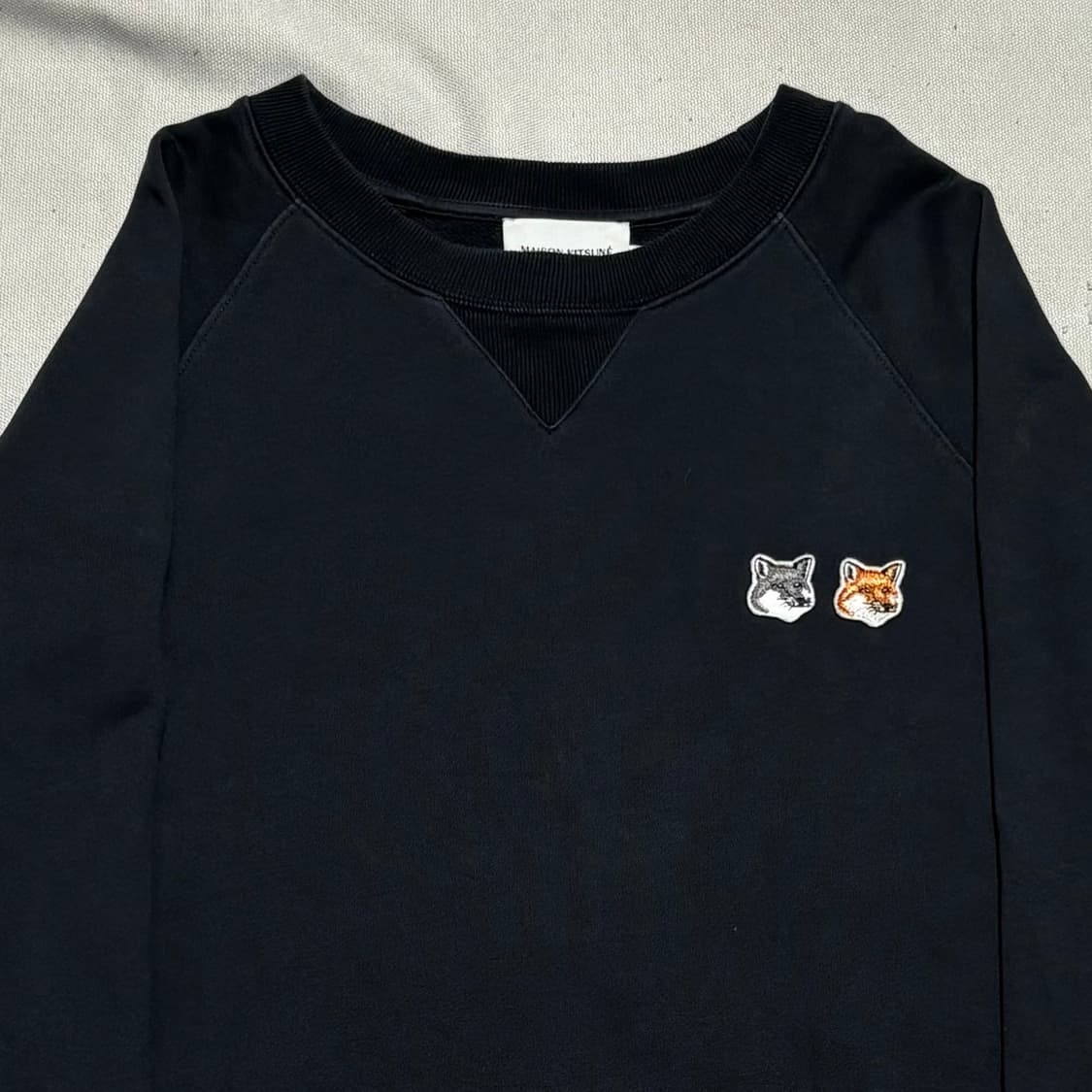 L 메종키츠네 더블 폭스 해드 패치 블랙 맨투맨 상품이미지1