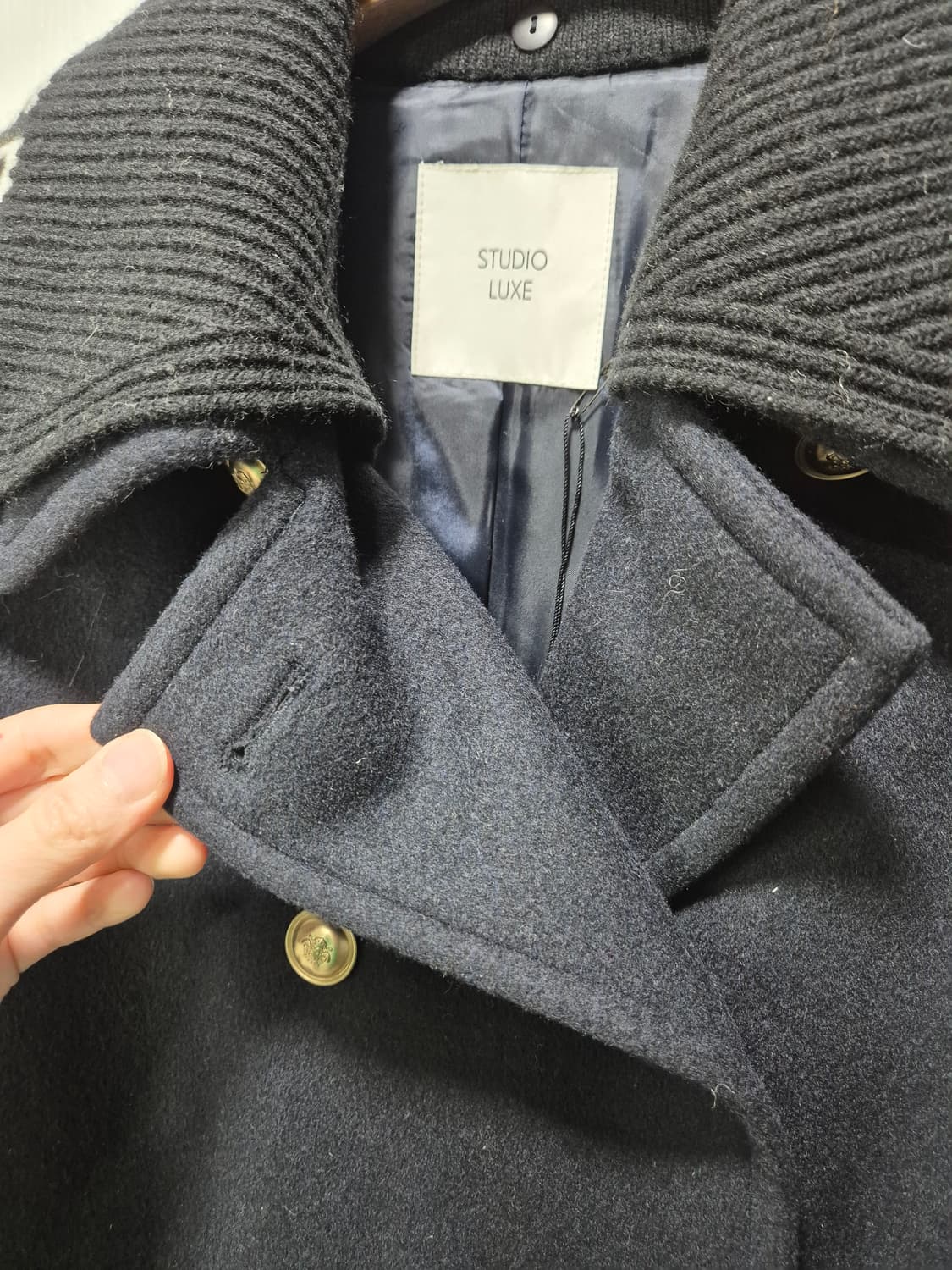 스튜디오럭스. 다크네이비 핸드메이드 코트 상품이미지7