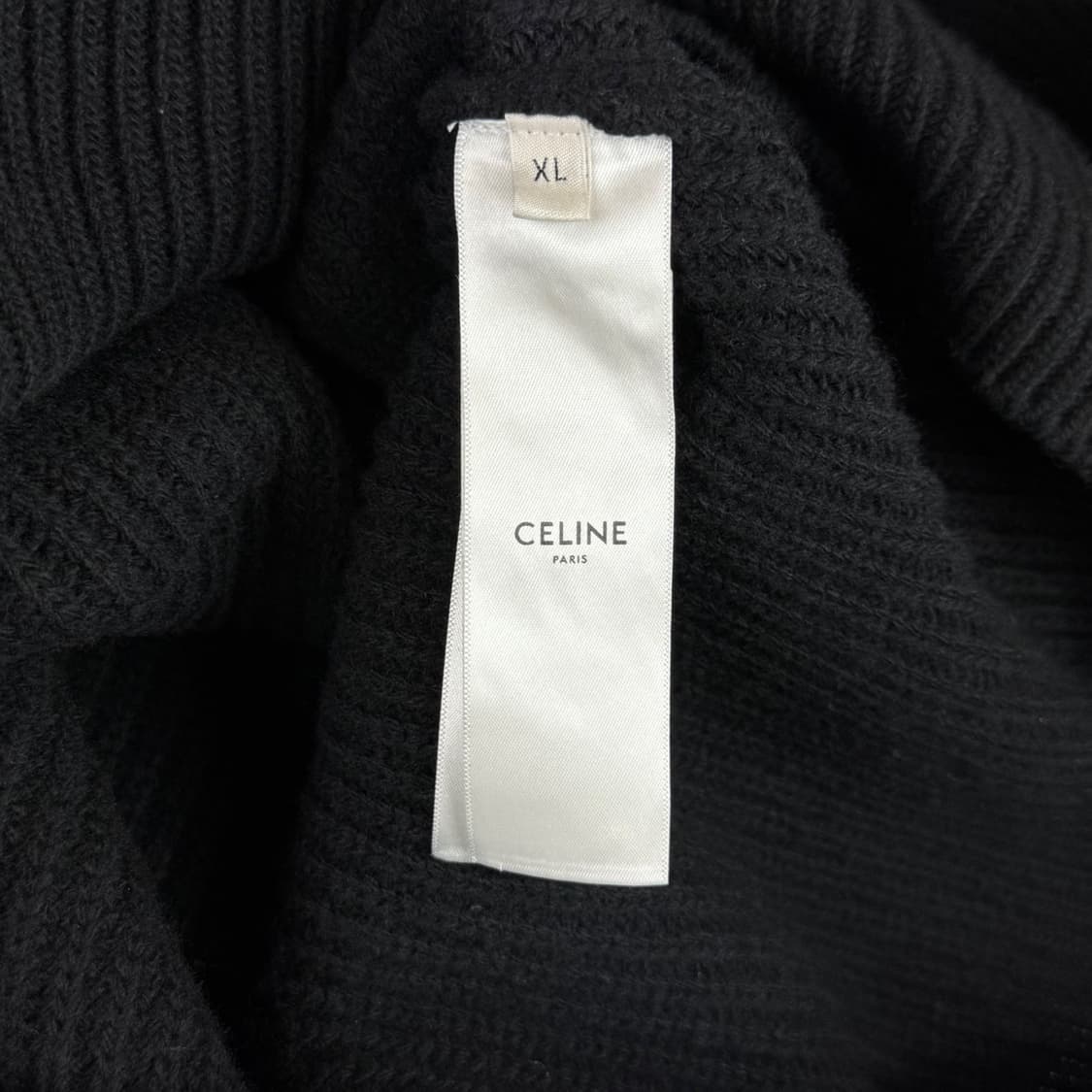 [정품] 셀린느 리브드 울 레더 로고 니트 후드 (XL) 상품이미지5