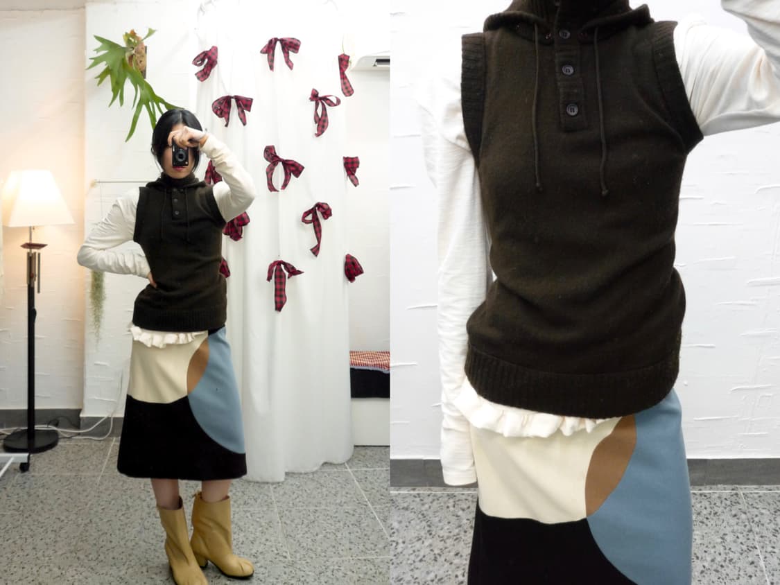 Mocha hoodie knit vest 상품이미지1