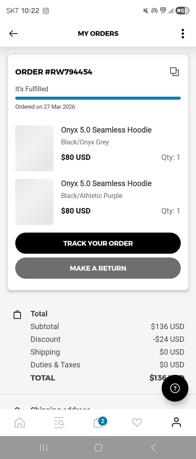 짐샤크 오닉스 v5 후드 퍼플 L사이즈 판매합니다! 상품이미지1