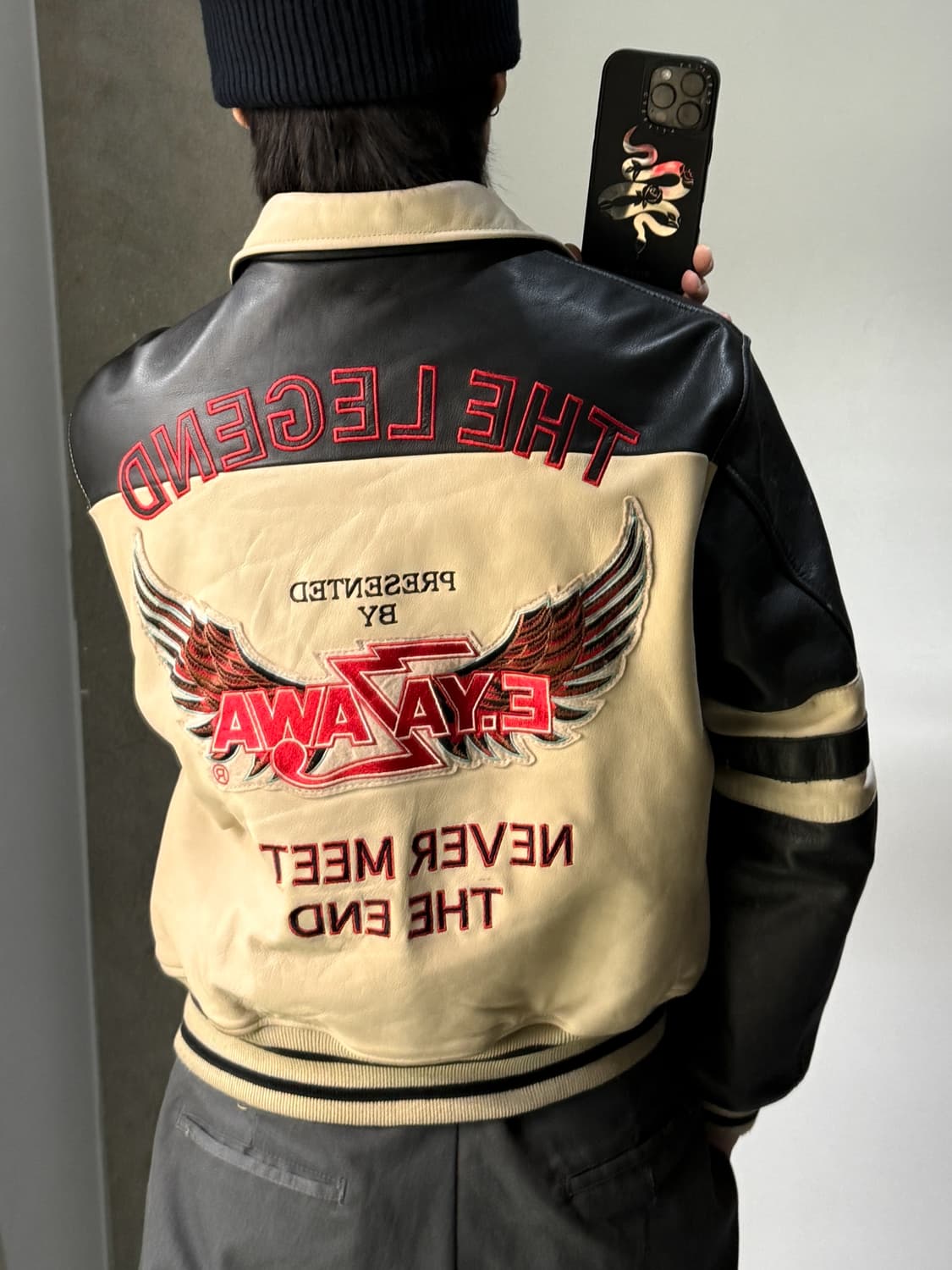 E.Ya Zawa 윙 로고 레더 집업 자켓 상품이미지3