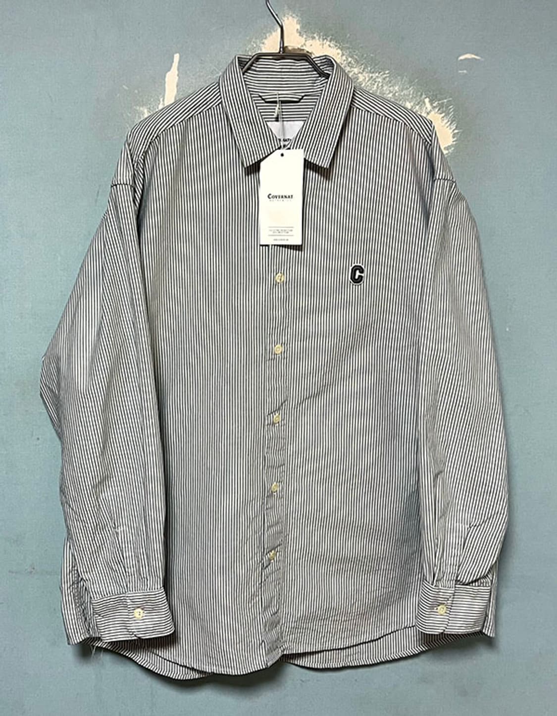 커버낫 C로고 남자 옥스포드 스트라이프 오버셔츠 춘추 새상품 L 100  상품이미지1