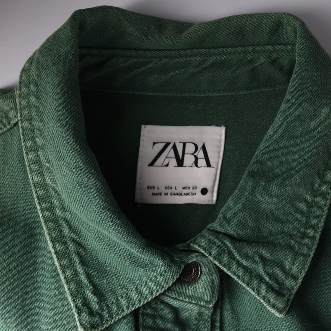 ZARA 오버사이즈 코튼 데님 워크 셔츠 그린 L 상품이미지5