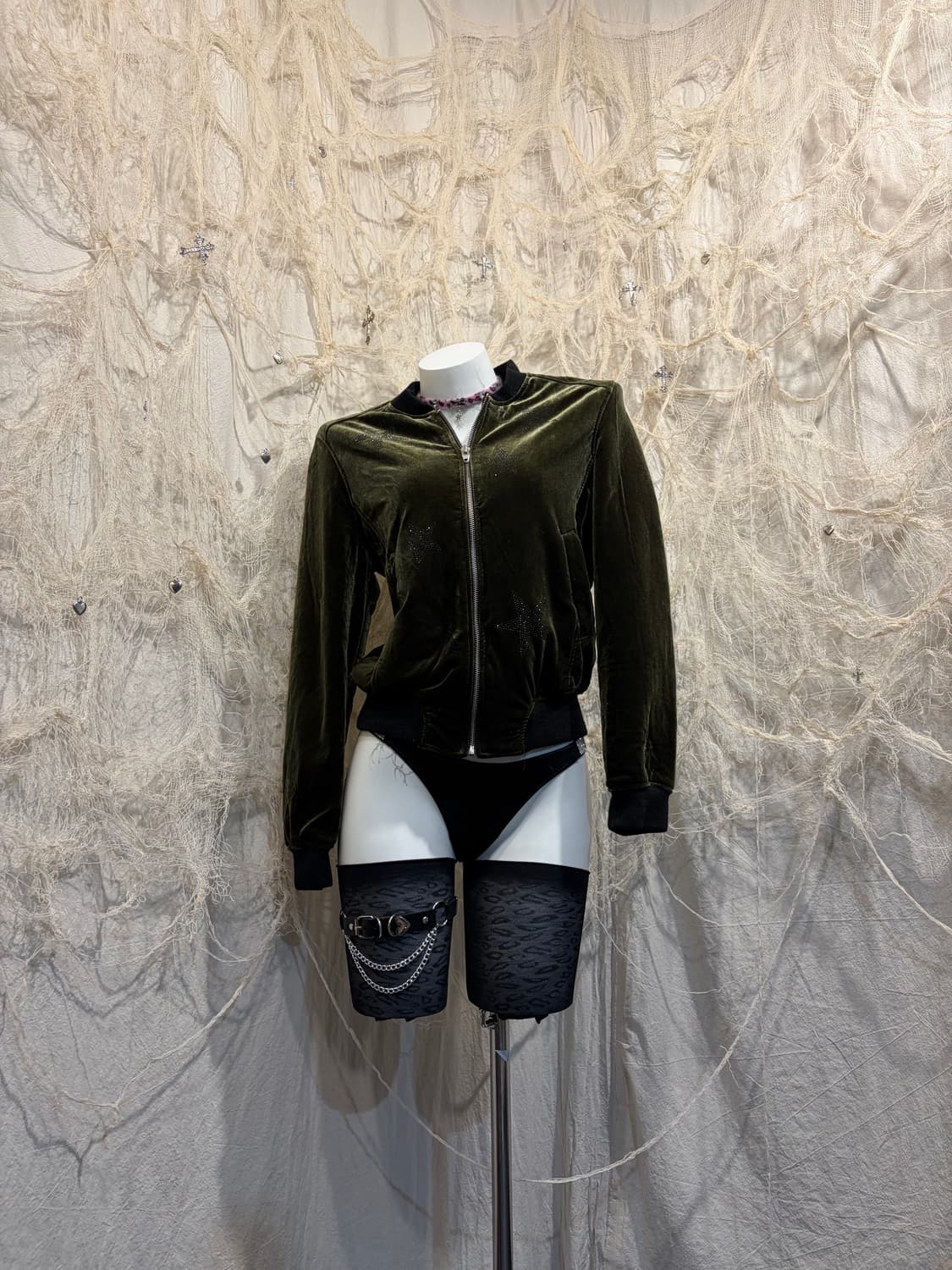 Y2K olive star cubic blouson jacket 상품이미지3