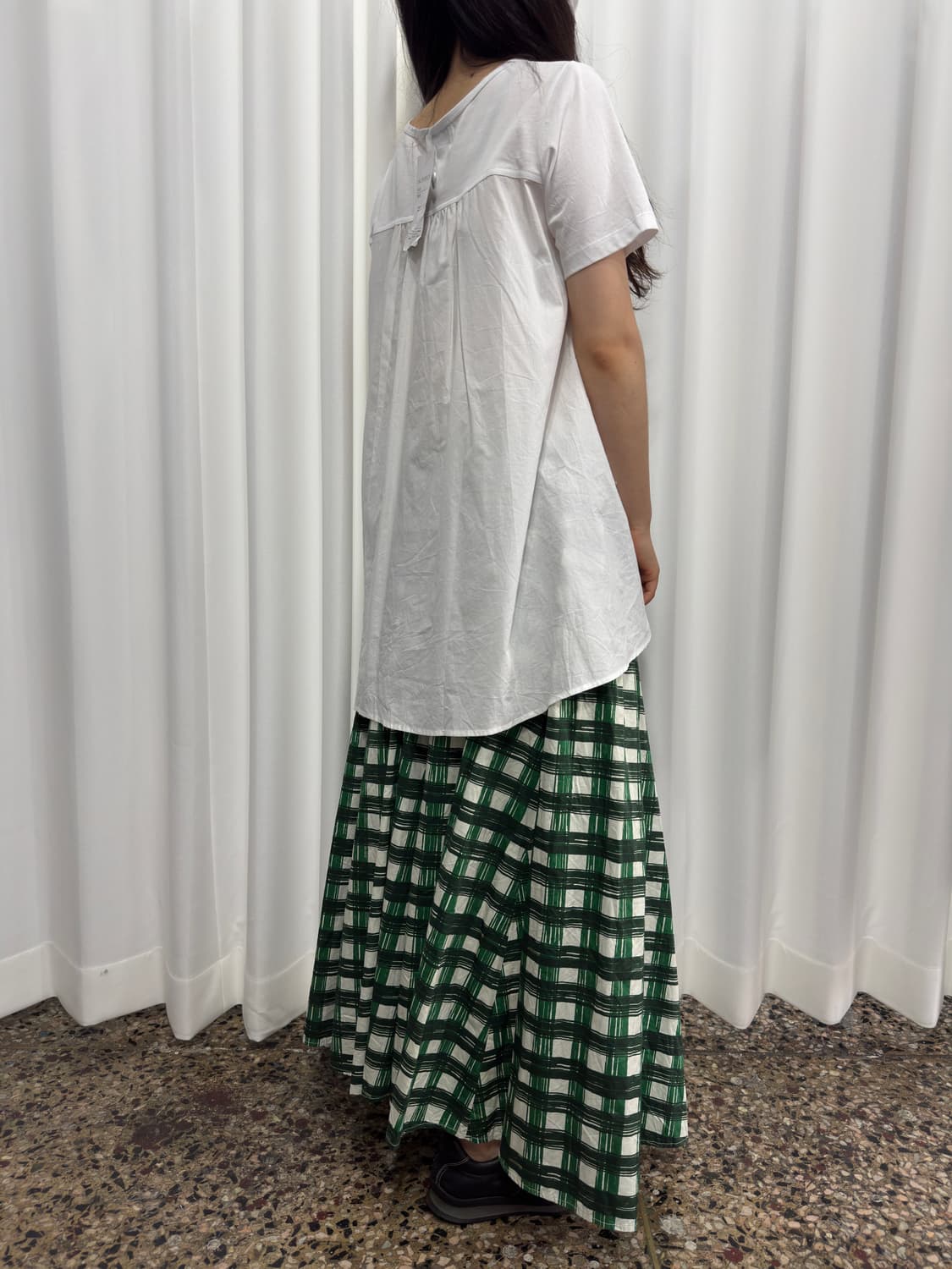mila owen check long skirt 상품이미지5