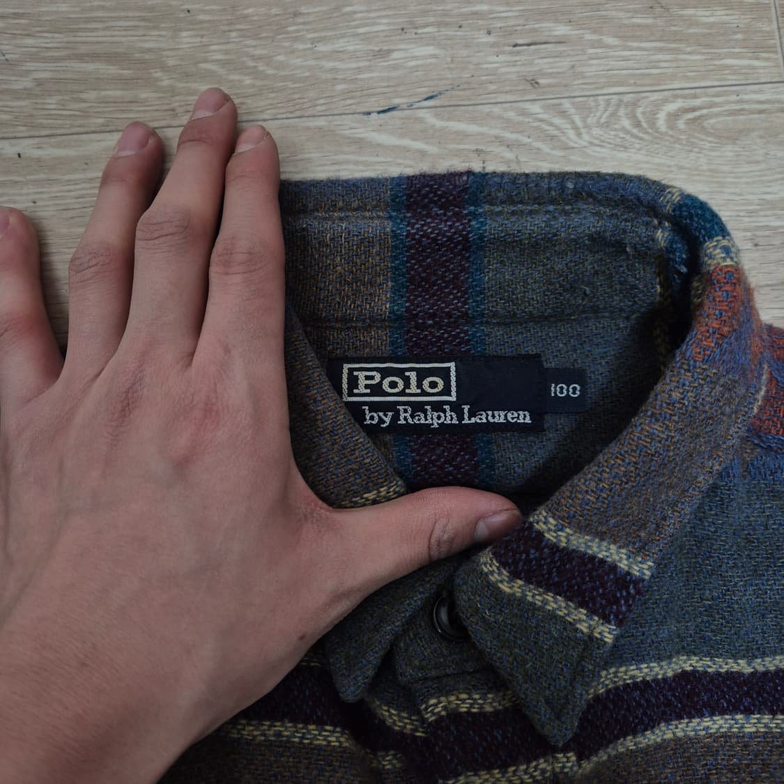 폴로 랄프로렌 스트라이프 아즈텍 헤비 울 플란넬 나바호 셔츠 L(100) 상품이미지5