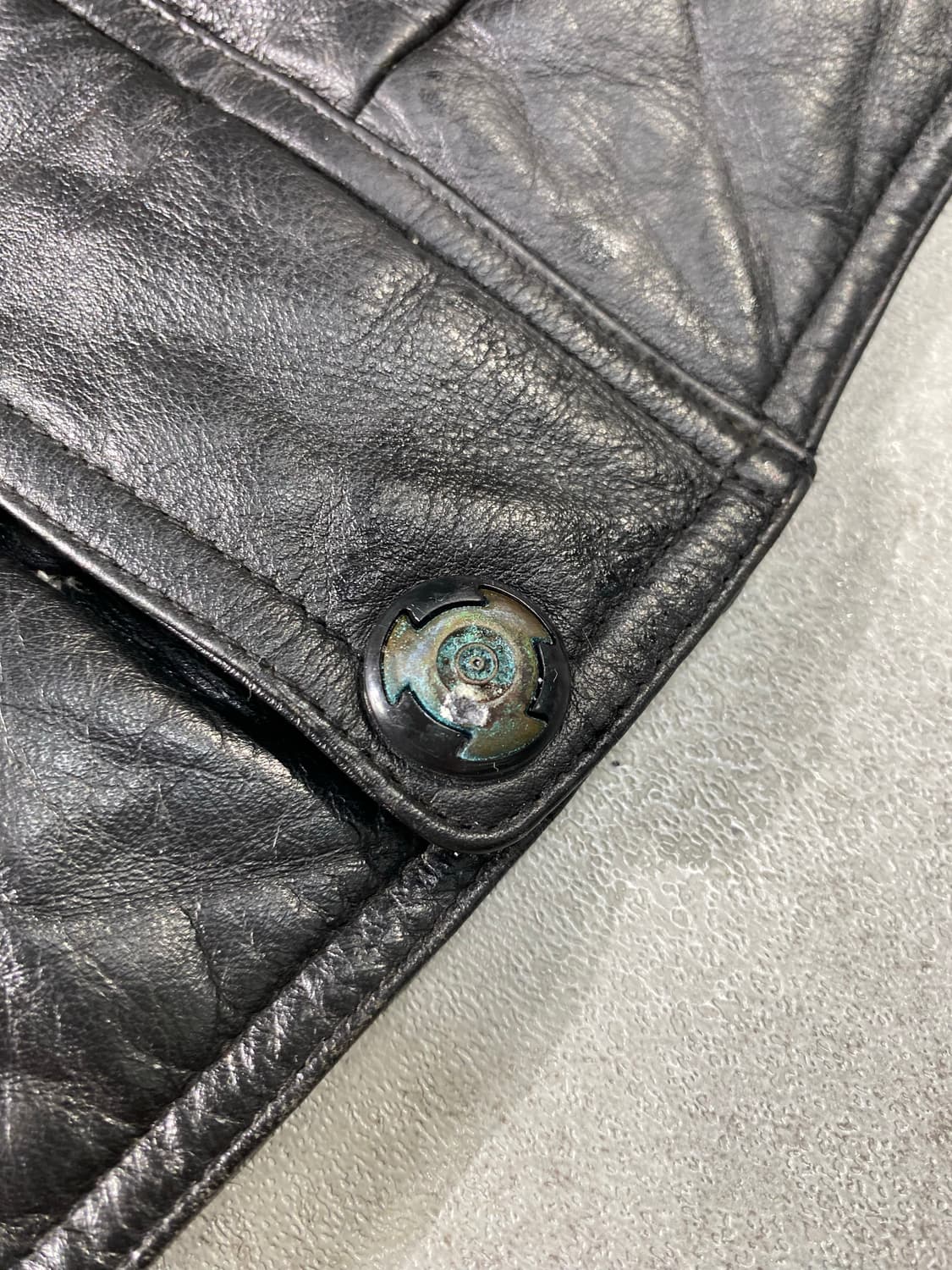 [M-L] Vintage 빈티지 양가죽 블랙 레더 봄버자켓 상품이미지4