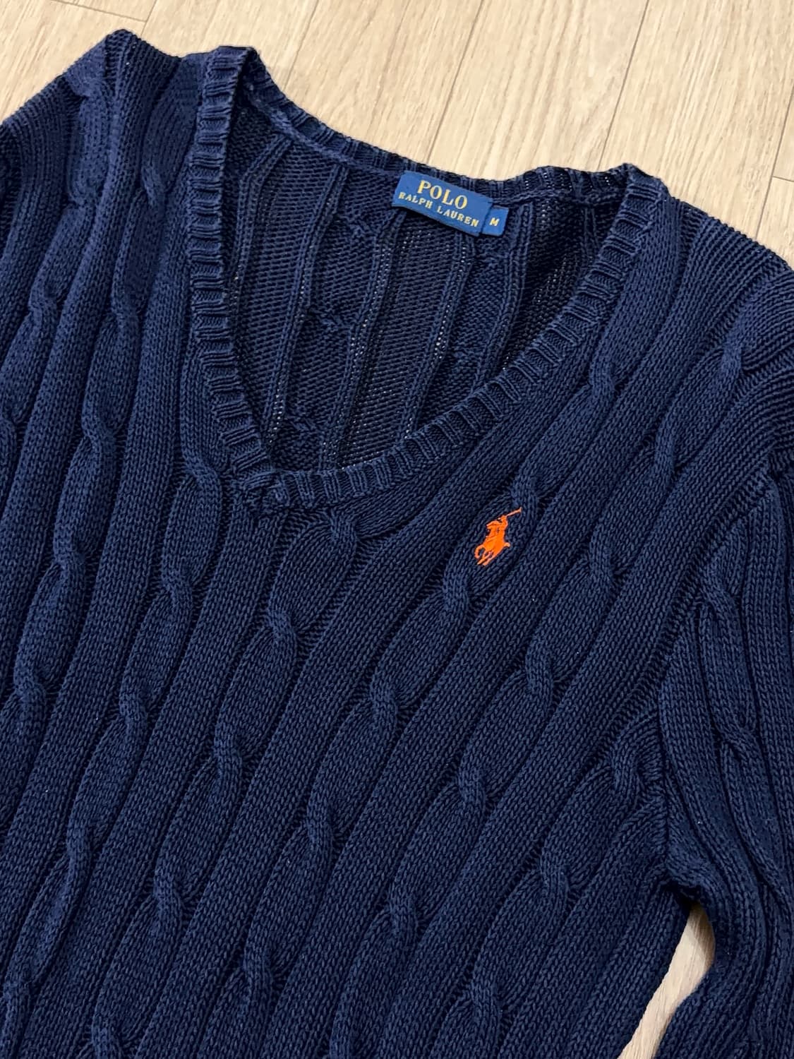 폴로 랄프로렌 네이비 케이블 니트 네이비 오렌지포니 상품이미지2