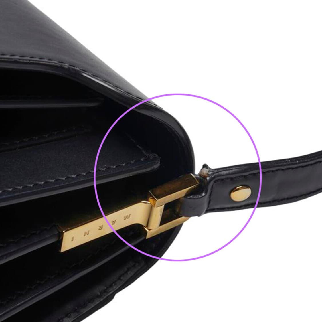 (중고) 마르니 블랙 카프스킨 트렁크 미듐 숄더백 상품이미지6